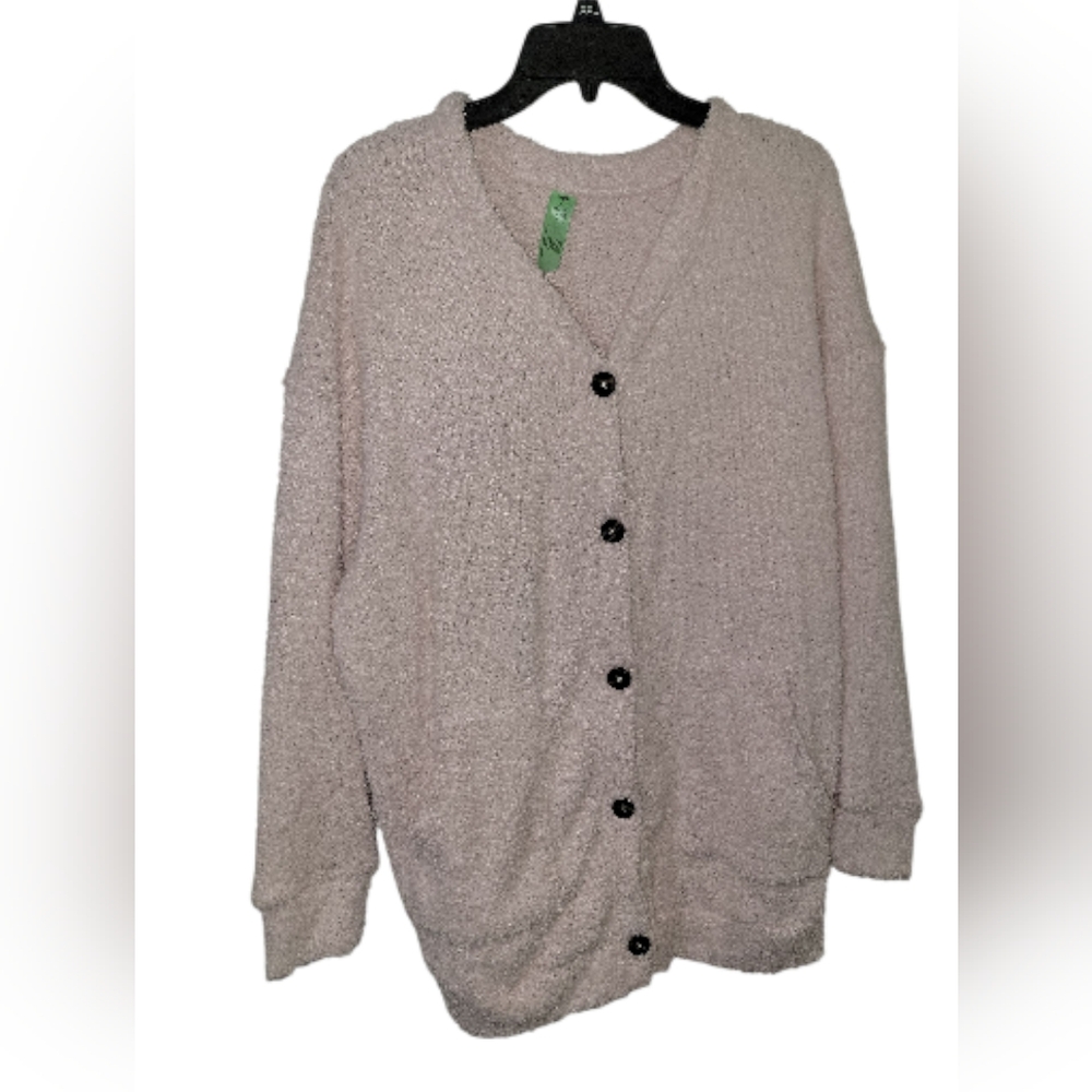 NWOT Honeydew Baby Pink Plush Button-Up Cardigan SZ M